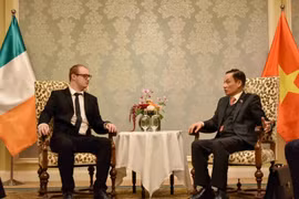 越共中央对外部部长黎怀忠会见爱尔兰共产党负责外事工作中央书记处书记。图自越通社