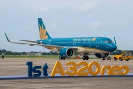 越航迎首架空客A320neo客机。图自Vietnam+