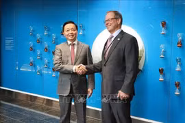越南政府副总理陈红河和瓦锡兰能源总裁安德斯·林德伯格（Anders Lindberg）。图自越通社