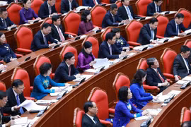 出席越共十三届中央委员会第十次全体会议的代表。图自越通社