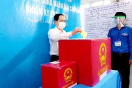 国会和人民议会换届选举：国会常务副主席陈青敏在芹苴市参加投票