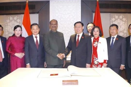 越南国会主席王廷惠与印度下议院议长奥姆·比拉举行会谈