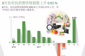 8月份居民消费价格指数上升 0.92 %
