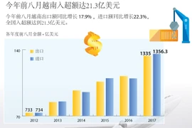 今年前八月越南入超额达21.3亿美元