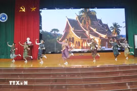 在越南太原省老挝留学生欢度传统新年