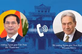 越南外交部长裴青山与新西兰副总理、外交部长温斯顿·彼得斯通电话