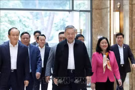 苏林总书记走访河内市委常委会。图自越通社