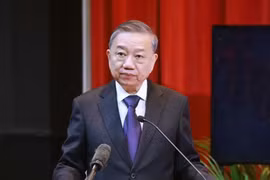 苏林总书记在马来西亚马来亚国立大学发表施政演讲。图自越通社