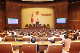 附图：越南第十三届国会某场会议场景（图片来源：越通社）