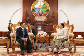 老挝国会主席巴妮·雅陶都与陈文粹主任（图片来源：越通社）
