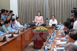 卫生部部长阮氏金进在会上发言（图片来源：越通社）
