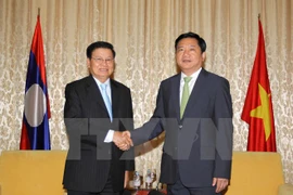 胡志明市市委书记丁罗升会见老挝人民民主共和国总理通伦·西苏里（图片来源：越通社）