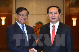 越南国家主席陈大光会见柬埔寨副首相韶肯（图片来源：越通社）