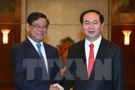 越南国家主席陈大光会见柬埔寨副首相韶肯（图片来源：越通社）