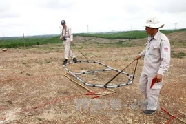 总部设在英国的非政府组织MAG正在广治省赵峰县赵爱乡进行排雷项目（图片来源：越通社）