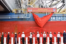 “05号三岛”自升式钻井平台完工交付仪式（图片来源：劳动者报）