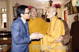 政府副总理武德儋佛诞节走访慰问佛教协会证明理事会法主释谱慧长老（图片来源：越通社）