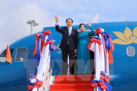 越南国家主席陈大光与夫人（图片来源：越通社）