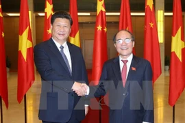 越南国会主席阮生雄会见中共中央总书记、国家主席习近平（图片来源：越通社）