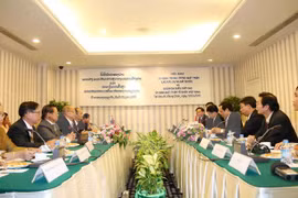 越南祖国阵线中央委员会代表团与老挝建国阵线中央委员会代表团举行会谈（图片来源：越通社）