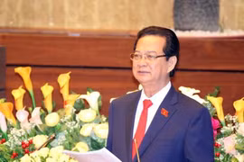 越南政府总理阮晋勇在会上发表讲话（图片来源：越通社）