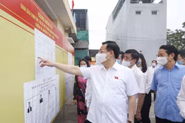 组图：越南国会主席王廷惠视察宣光省换届选举准备工作