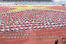 5000多名瑜伽运动员拼出越南国旗图案