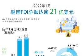 图表新闻：2022年1月越南FDI总额达逾21亿美元