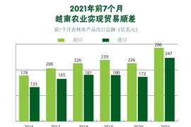 图表新闻：2021年前7个月越南农业实现贸易顺差