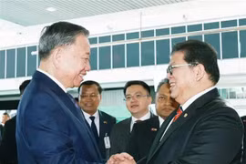 越共中央总书记苏林会见马来西亚下议院议长佐哈里。图自越通社
