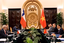 越南外交部长裴青山与智利外交部长阿尔贝托-范克拉弗伦举行会谈。图自越通社