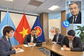 联合国秘书长古特雷斯热烈祝贺苏林就任越南国家主席。图自越通社