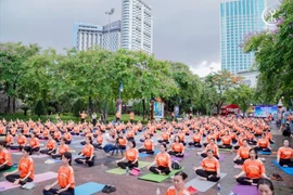 2024年夏季瑜伽节吸引来自世界各国的大量瑜伽爱好者参与。图自越南之声