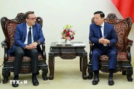 越南政府副总理陈红河会见法国达飞海运集团副总裁。图自越通社