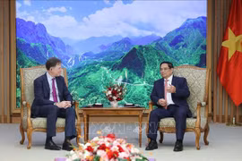 越南政府总理范明政会见Meta公司全球事务总裁。图自越通社