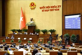越南第十五届国会第八次会议场景。图自越通社