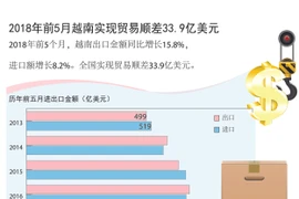 图表新闻：前5月越南实现贸易顺差33.9亿美