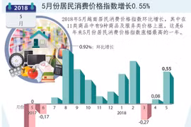 图表新闻：5月份居民消费价格指数增长0.55%