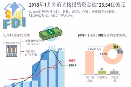 图表新闻：2018年1月外商直接投资资金达125.54亿美元