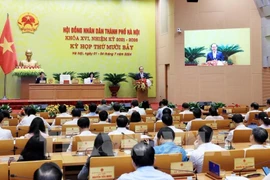 河内市第十六届人民议会第十七次会议闭幕会。图自越通社