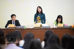 国会财政经济委员会专职代表范氏红燕回答记者提问 图自越通社