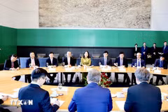 2025 年 7 月 2 日，联邦议院副议长博多·拉梅洛在会见越南国家副主席 武氏映春 时表示，他本人及德国联邦议院已启动向各相关方征求意见的程序，推进《越南—欧盟投资保护协定》（EVIPA）的批准进程。（图自越通社） 