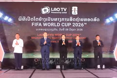 各位代表共同启动2026年世界杯直播转播权开通仪式。图自越通社