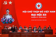 越共中央总书记、国家主席苏林出席越南红十字会第十二次全国代表大会并参加主席团。图片来源： 越通社