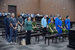 各被告人听取法庭宣判。图自越通社
