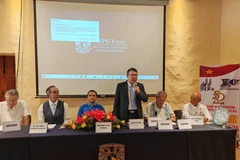 阮文海大使在研讨会上发表讲话。图自越通社