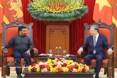 2025年5月4日下午，越共中央总书记苏林在河内会见了正在对越南进行国事访问并出席联合国卫塞节（Vesak）的斯里兰卡总统、斯里兰卡人民解放阵线（JVP）领导人阿努拉·库马拉·迪萨纳亚克。图自越通社