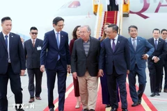 联合国秘书长安东尼奥•古特雷斯抵达河内 开始对越南进行正式访问。图自越通社
