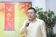 越南驻老挝国防武官潘友胜大校致辞 图自越通社