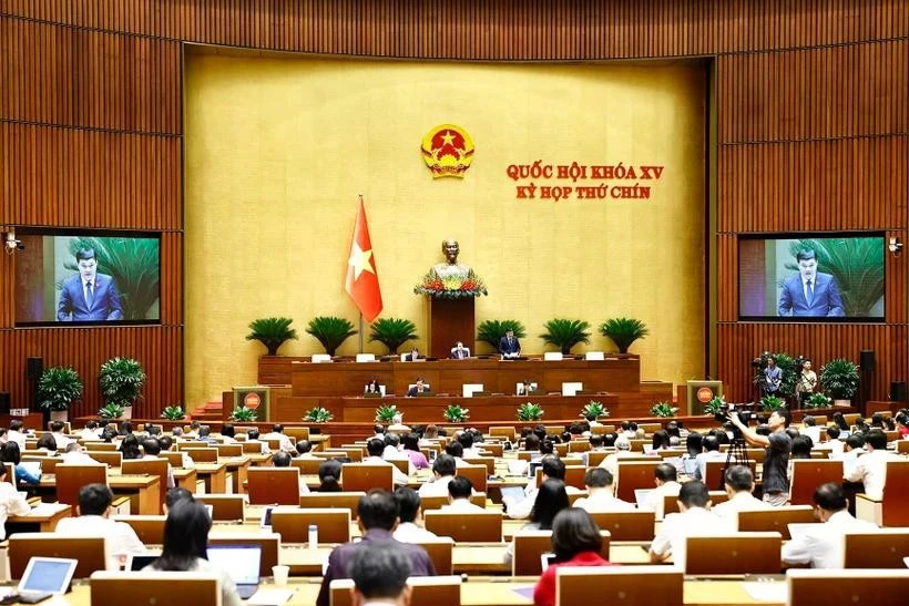 越南第十五届国会第九次会议一场全体会议。图自越通社